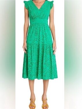 Maggy London Emerald Eyelet Midi Dress